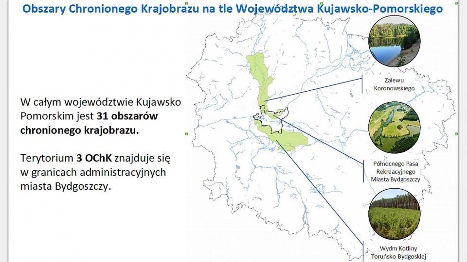 Na terenie województwa kujawsko-pomorskiego jest 31 obszarów chronionych, 3 z nich znajdują się w Bydgoszczy. Grafika nadesłana
