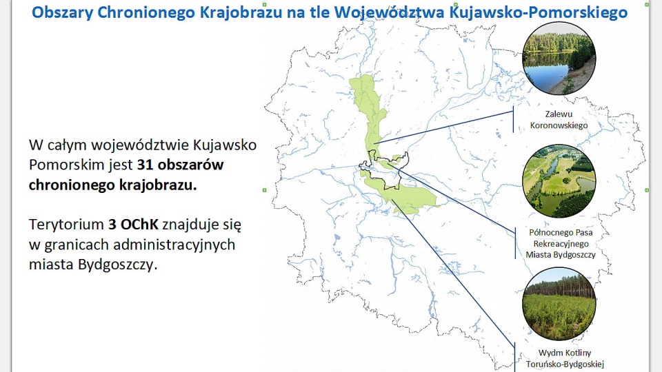 Na terenie województwa kujawsko-pomorskiego jest 31 obszarów chronionych, 3 z nich znajdują się w Bydgoszczy. Grafika nadesłana