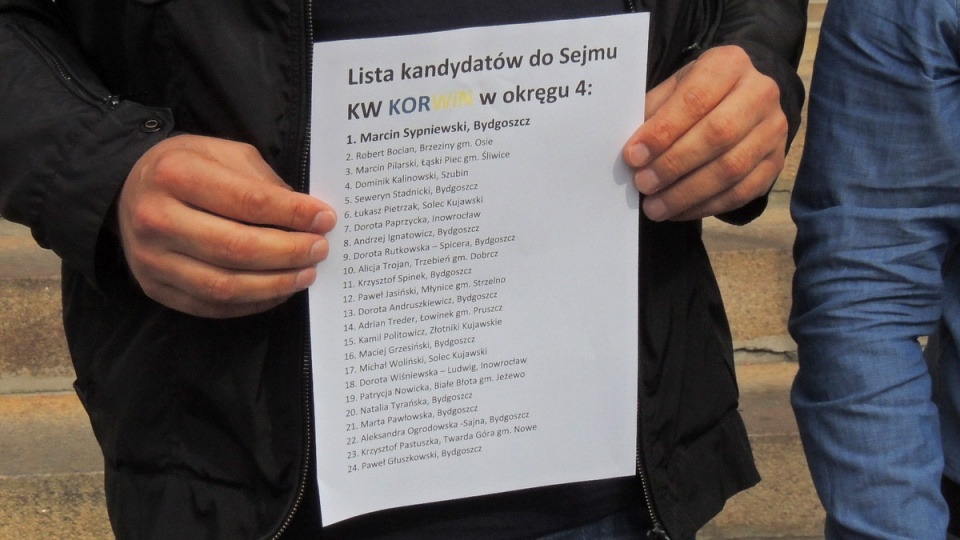 Na bydgoskiej liście partii KORWIN znalazło się 11 bydgoszczan i 13 mieszkańców z terenu byłego województwa bydgoskiego. Fot. Maciej Wilkowski