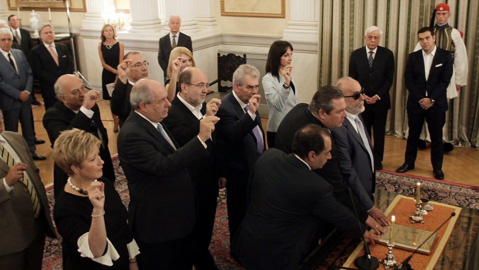 Zaprzysiężenie nowego greckiego rządu Aleksisa Ciprasa. Fot. PAP/EPA/ALEXANDROS VLACHOS