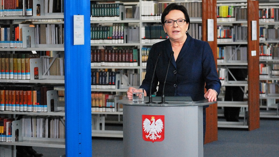 Premier Ewa Kopacz na konferencji prasowej w Bydgoszczy. Fot. Magda Jasińska