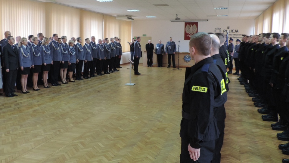 Ślubowanie od policjantów przyjął Komendant Wojewódzki Policji w Bydgoszczy, insp. Paweł Spychała. Fot. Lech Przybyliński