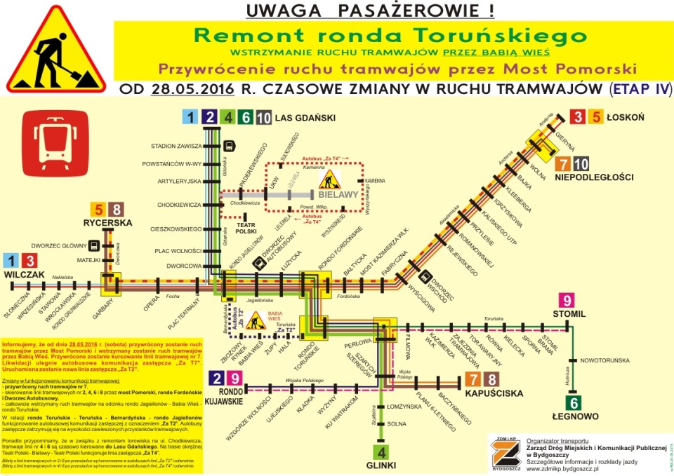 Od soboty 28 maja wprowadzone zostaną zmiany w komunikacji miejskiej w Bydgoszczy. Grafika. zdmikp.bydgoszcz.pl