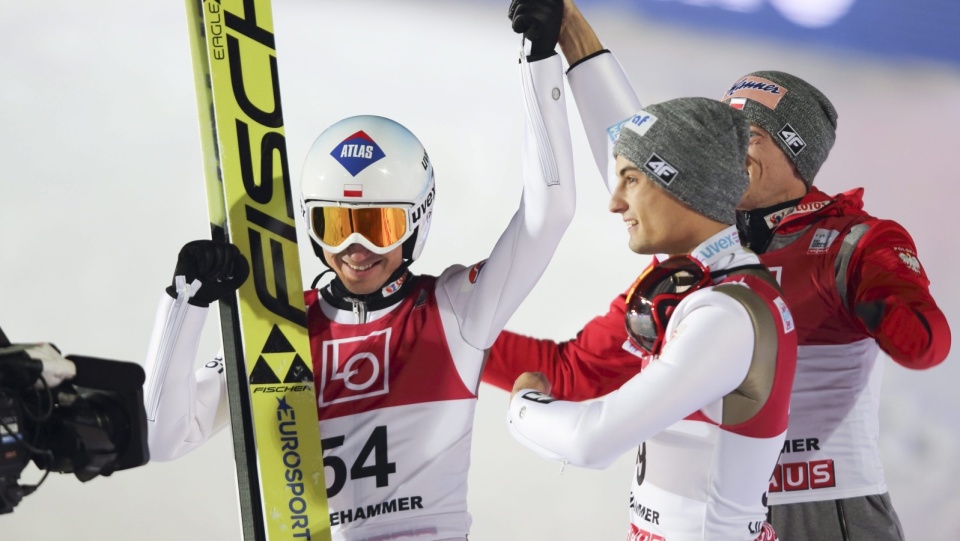 Radość Polaków po podwójnym triumfie w niedzielę w Lillehammer. Fot. PAP/EPA Geir Olsen