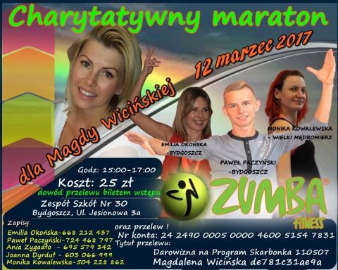 Charytatywny maraton Zumby dla Magdy Wicińskiej