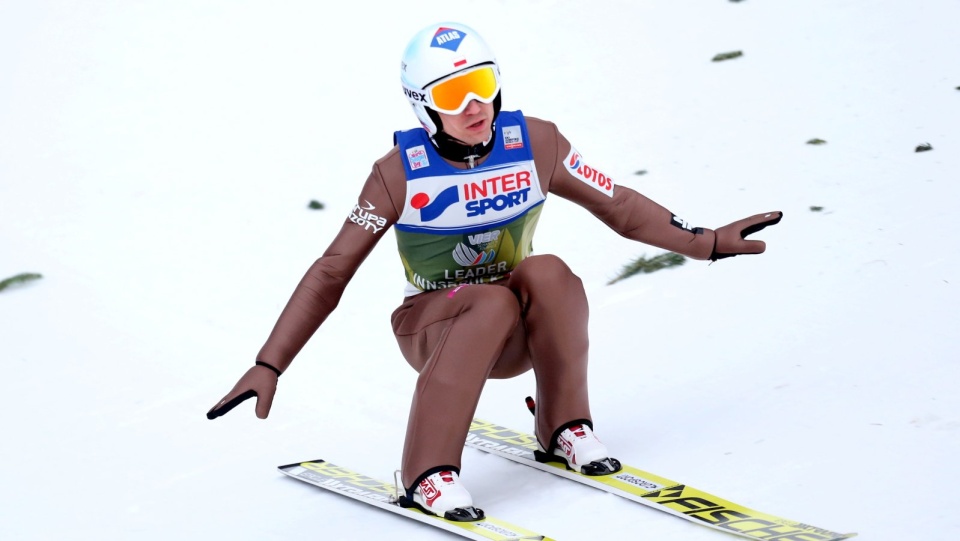 Kamil Stoch uzyskał 120,5 m i zajął czwarte miejsce w konkursie Turnieju Czterech Skoczni w Innsbrucku. Fot. PAP/Grzegorz Momot