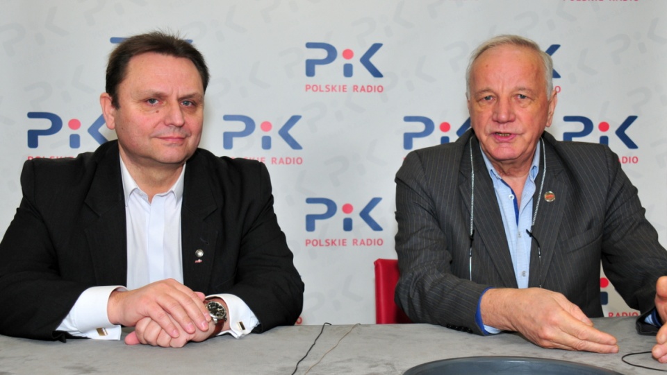 Leszek Walczak - przewodniczący bydgoskiej "Solidarności" i senator Jan Rulewski, spotkali się w studiu Polskiego Radia PiK. Fot. Ireneusz Sanger
