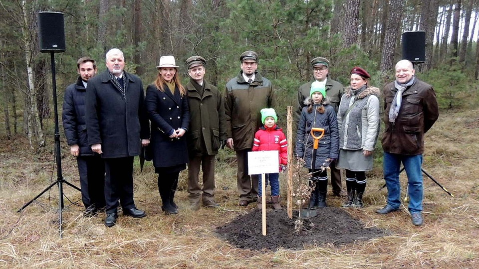 Posadzeniem "dębu pamięci" księdza Stanisława Mocnego w Trzcińcu, uczczono kapelana Armii Krajowej związanego z oddziałem "Zemsta". Fot. Damian Klich