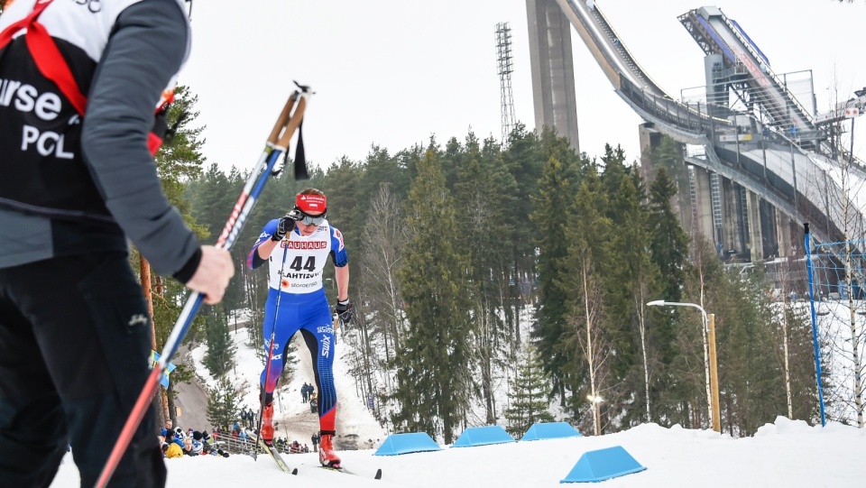 Justyna Kowalczyk na trasie wtorkowego biegu na 10 km klasykiem podczas MŚ w Lahti. Fot. PAP/EPA/Markku Ojala