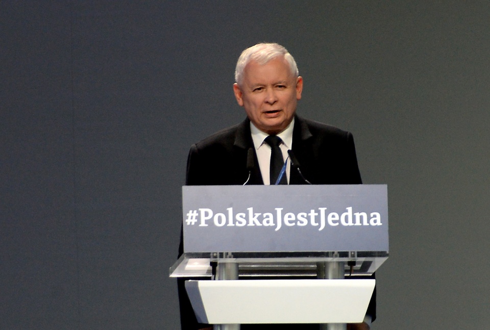 Prezes PiS Jarosław Kaczyński podczas kongresu w Przysusze. Fot. PAP/Piotr Polak