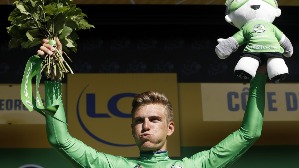 Na zdjęciu niemiecki kolarz Marcel Kittel, który w Tour de France 2017 wygrał już trzy etapy. Fot. PAP/EPA/GUILLAUME HORCAJUELO