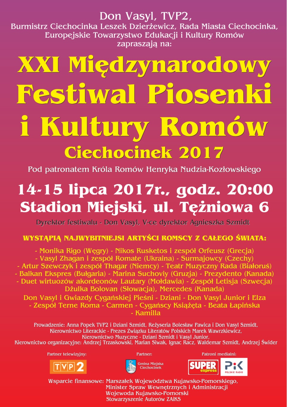 Plakat XXI Międzynarodowego Festiwalu Piosenki i Kultury Romów. UM Ciechocinka