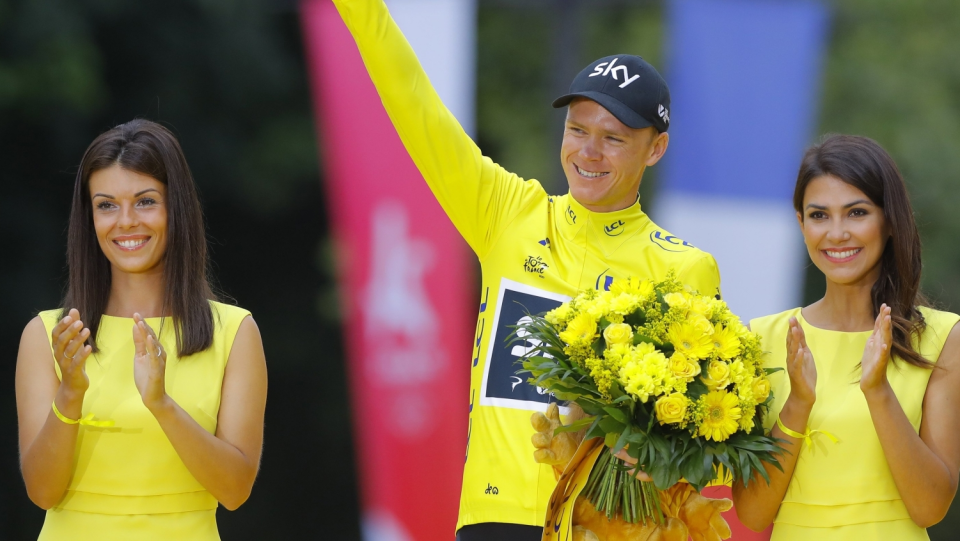 Na zdjęciu Brytyjczyk Christopher Froome, triumfator Tour de France 2017. Fot. PAP/EPA/ROBERT GHEMENT