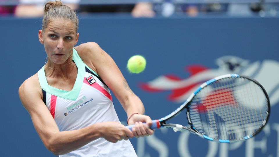 Na zdjęciu Karolina Pliskova w meczu 2. rundy US Open 2017. Fot. PAP/EPA/JUSTIN LANE