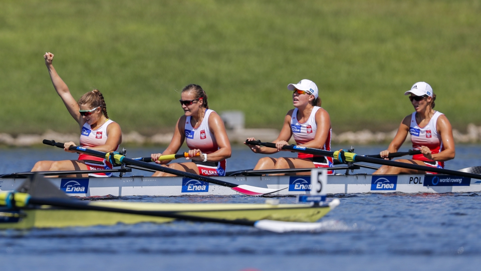 Na zdjęciu wioślarski polskiej czwórki bez sterniczki, srebrne medalistki MŚ w wioślarstwie 2017. Fot. PAP/EPA/ERIK S. LESSER