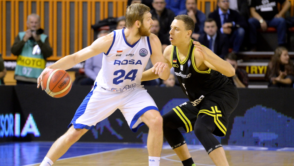 Zdjęcie z meczu Rosy Radom z media Bayreuth w 1. kolejce koszykarskiej Ligi Mistrzów FIBA 2017/2018. Fot. PAP/Piotr Polak