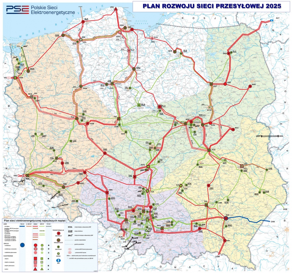 W całej Polsce ma powstać ponad 2,7 tys. km nowych sieci wysokiego napięcia, a kolejne 1,7 tys. będzie modernizowana. Materiały PSE