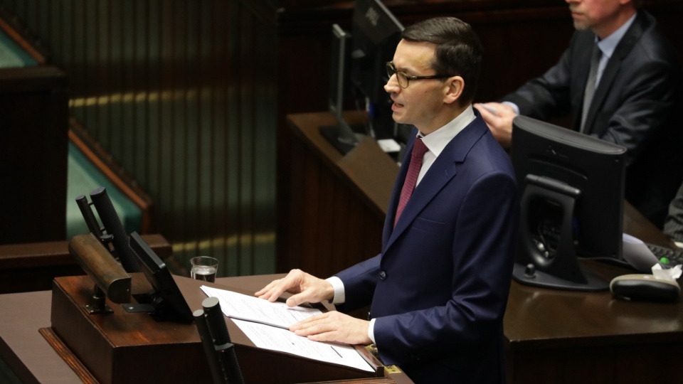 Premier Mateusz Morawiecki wygłasza expose w Sejmie. Fot. PAP/Tomasz Gzell