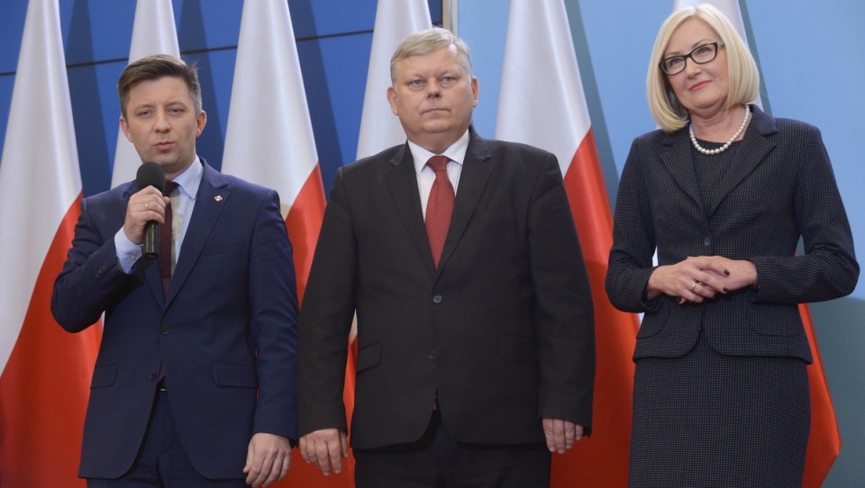 Premier Morawiecki powołał Joannę Kopcińską na rzecznika rządu, Marka Suskiego na szefa gabinetu politycznego premiera, a Michała Dworczyka na szefa KPRM. Fot. PAP/Marcin Obara