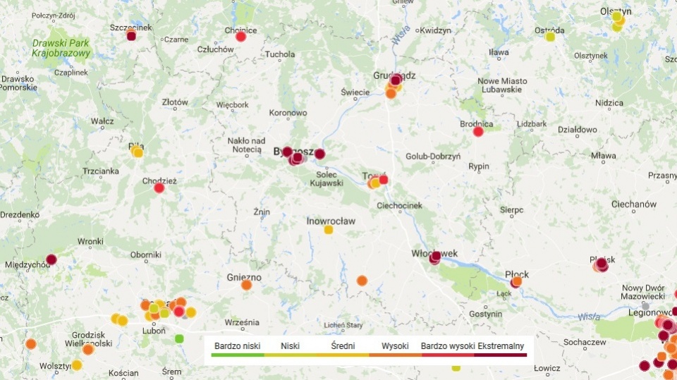 Sprawdź stopień zanieczyszczenia powietrza w regionie na stronie map.airly.eu/pl. Grafika: zrzut ekranu