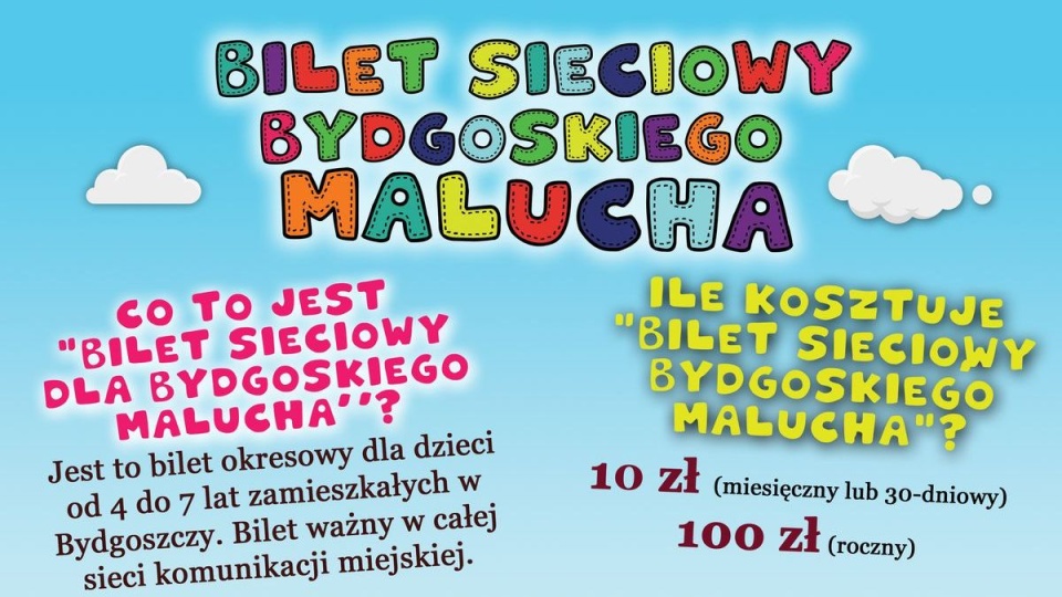 Wśród nowości jest Bilet sieciowy bydgoskiego malucha