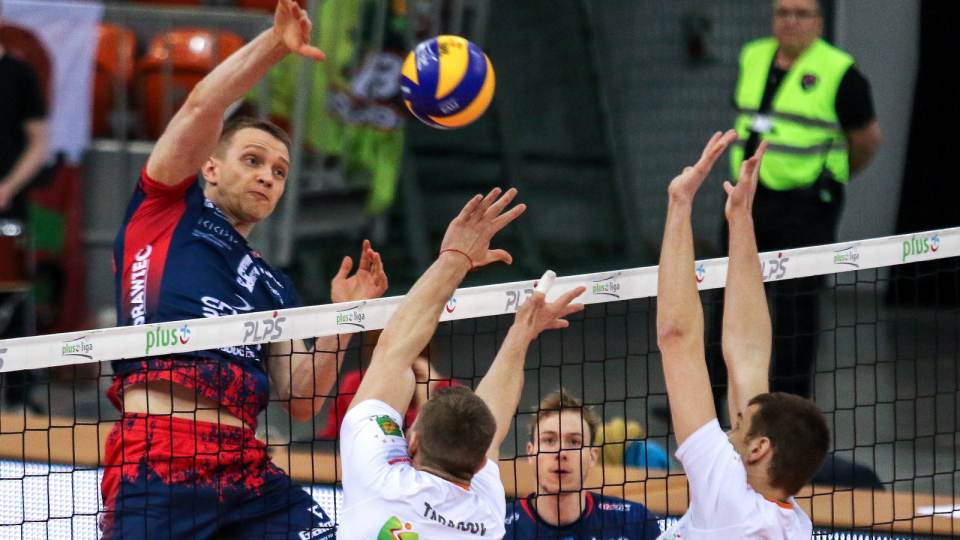 Zdjęcie z meczu BBTS Bielsko-Biała kontra ZAKSA Kędzierzyn-Koźle w 28. kolejce ekstraklasy siatkarzy 2017/2018. Fot. PAP/Dominik Gajda