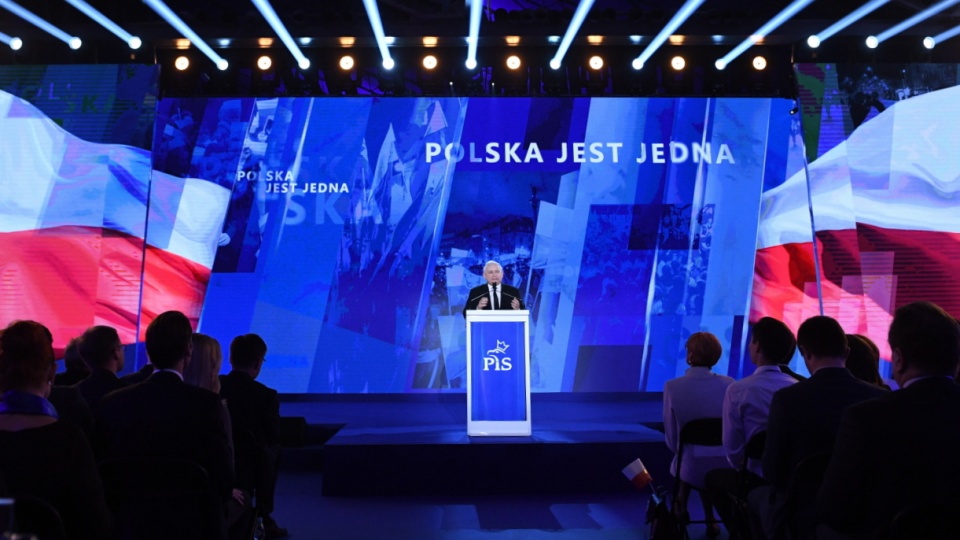Prezes Prawa i Sprawiedliwości Jarosław Kaczyński podczas Konwencji Prawa i Sprawiedliwości. Fot PAP/Radek Pietruszka