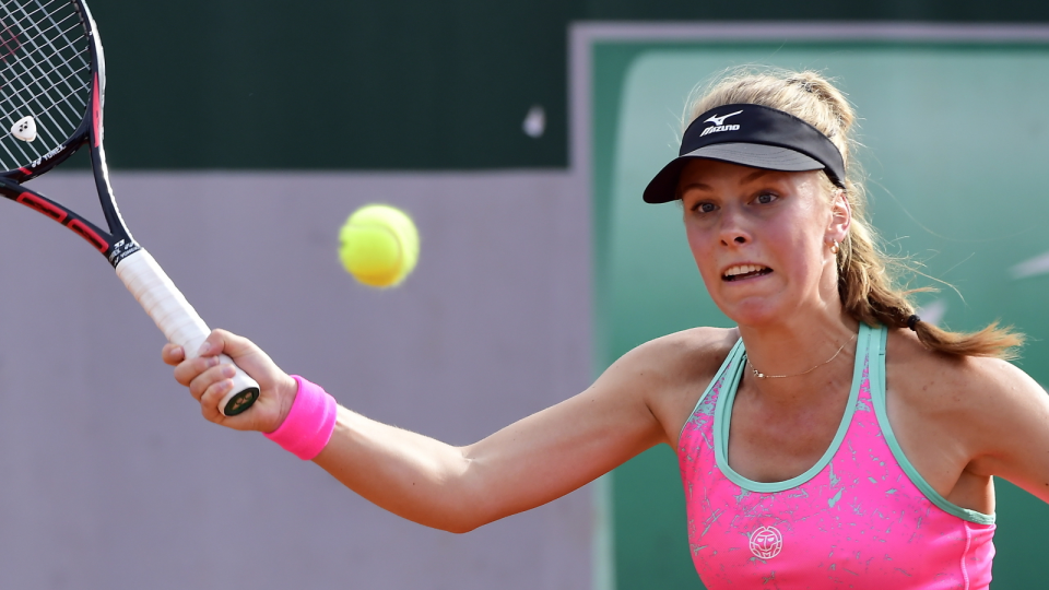 Na zdjęciu Magdalena Fręch podczas meczu 1. rundy French Open 2018. Fot. PAP/EPA/CAROLINE BLUMBERG