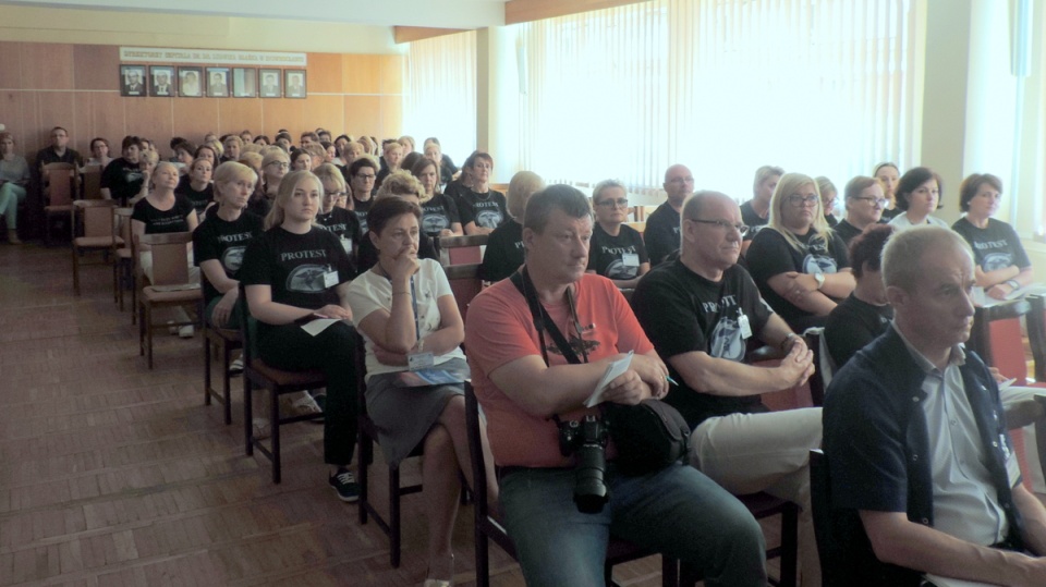 W atmosferze sporu w inowrocławskim szpitalu, protestuje Samorządny Niezależny Związek Zawodowy Pracowników Medycznych. Fot. Lech Przybyliński