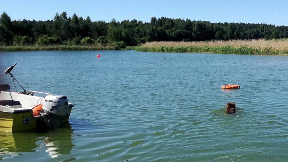 Akcję edukacyjną pod tytułem "Kręci mnie bezpieczeństwo… nad wodą" zorganizowano nad jeziorem w Tleniu. Fot. Marcin Doliński