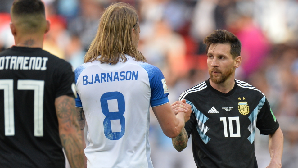 Zdjęcie z meczu Argentyna kontra Islandia w 1. kolejce grupy D MŚ 2018. Fot. PAP/EPA/PETER POWELL