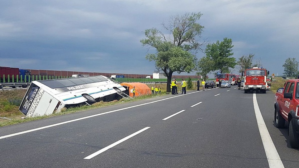 Akcja ratunkowa po tragicznym wypadku na drodze krajowej nr 91 w Konstantynowie. Fot. KWP w Bydgoszczy