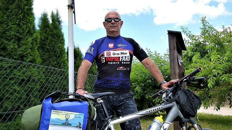 Jarosław Kaptajn rozpoczyna samotną wyprawę rowerową za koło podbiegunowe. Fot. nadesłane