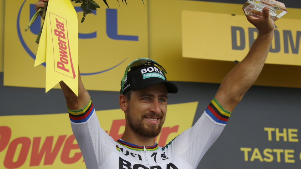 Na zdjęciu Peter Sagan, triumfator 14. etapu Tour de France 2018. Fot. PAP/EPA/KIM LUDBROOK