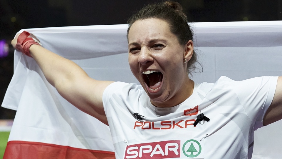 Na zdjęciu Paulina Guba, złota medalistka w pchnięciu kulą lekkoatletycznych ME 2018. Fot. PAP/Adam Warżawa