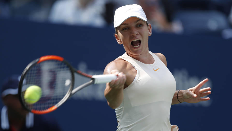 Na zdjęciu Simona Halep podczas meczu 1. rundy US Open 2018. Fot. PAP/EPA/JOHN G. MABANGLO