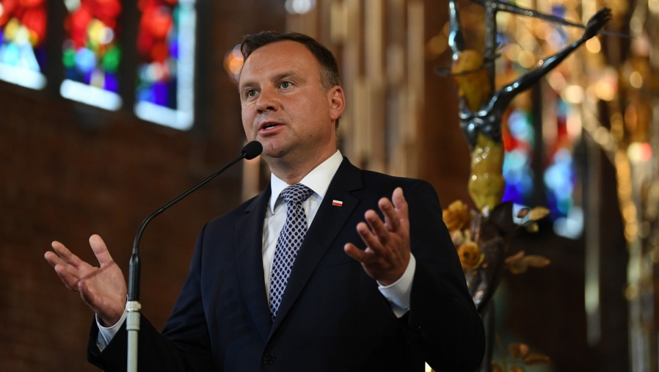 Prezydent Andrzej Duda w trakcie mszy św. z okazji 38. rocznicy Sierpnia 1980 r. Fot. PAP/Adam Warżawa