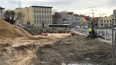 Prace na rondzie Bernardyńskim i Kujawskim. Fot. Tomasz Kaźmierski