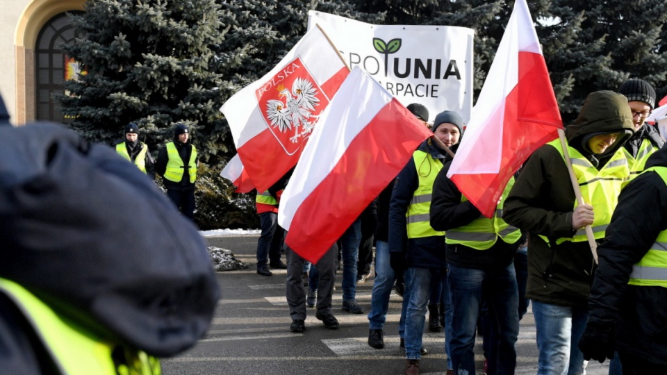 Michał Kołodziejczak, lider AGROunii nazwał poniedziałkowe manifestacje "agropowstaniem". Fot. PAP/Darek Delmanowicz