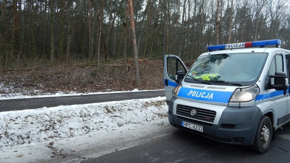 Do wypadku doszło w lesie w Radziejowie. Fot. Policja