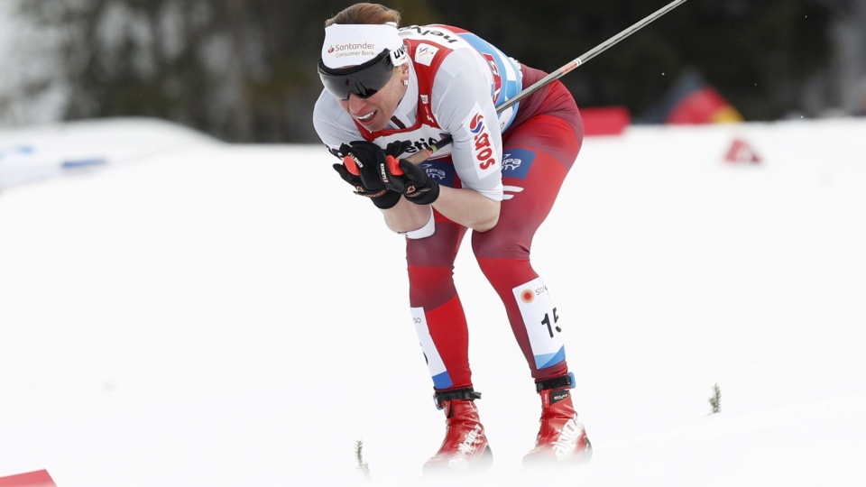 Na zdjęciu Justyna Kowalczyk podczas biegu w finale drużynowego sprintu kobiet na MŚ 2019 w Seefeld. Fot. PAP/Grzegorz Momot