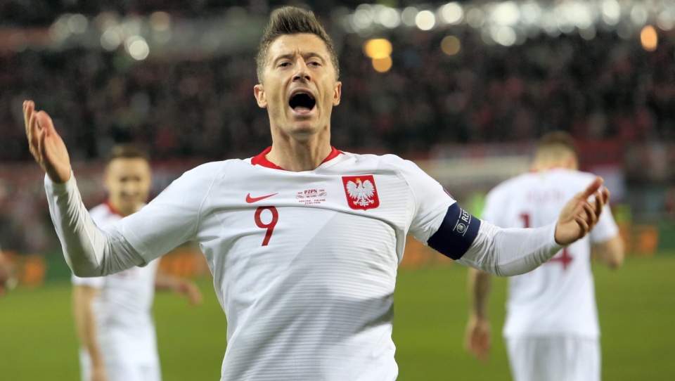 Na zdjęciu kapitan reprezentacji Polski Robert Lewandowski podczas meczu z Austrią w 1. kolejce el. ME 2020. Fot. PAP/Leszek Szymański