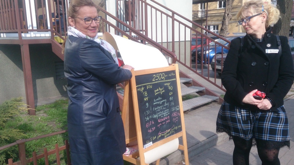 W czasie konferencji zademonstrowano tablicę z wyliczeniami zarobków szkolnych belfrów oraz różnicy względem innych grup zawodowych/fot. Jolanta Fischer