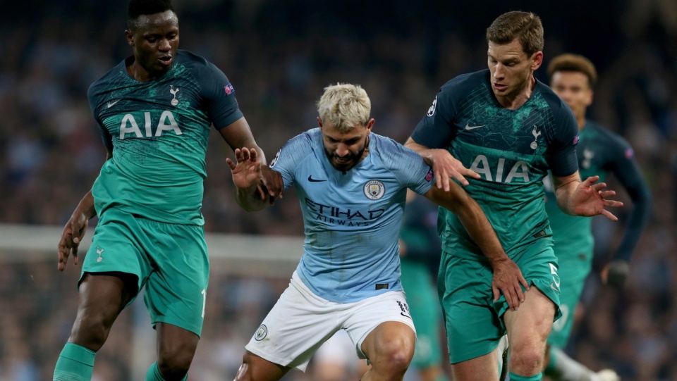 Zdjęcie z rewanżowego meczu ćwierćfinałowego piłkarskiej Ligi Mistrzów Manchester City kontra Tottenham Hotspur. Fot. PAP/EPA/NIGEL RODDIS