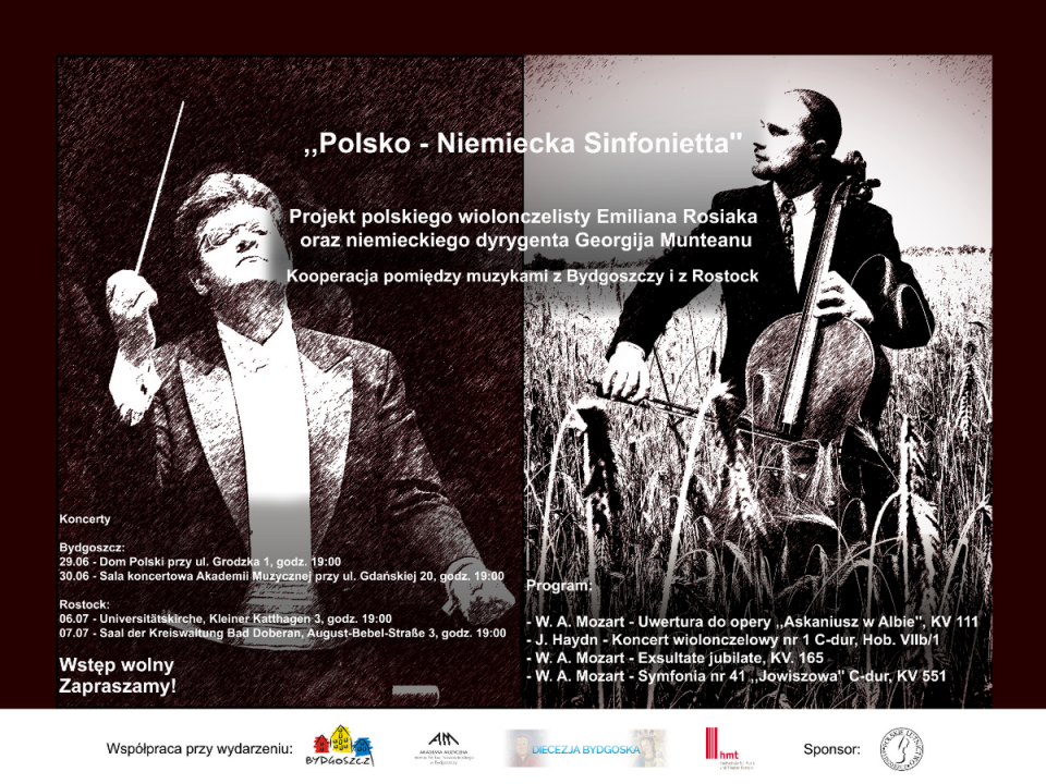 „Polsko - Niemiecka Sinfonietta" - tak nazywa się projekt wiolonczelisty Emiliana Rosiaka, studenta bydgoskiej Akademii i niemieckiego dyrygenta, Georgija Munteanu z Rostoku./fot. Akademia Muzyczna Bydgoszcz