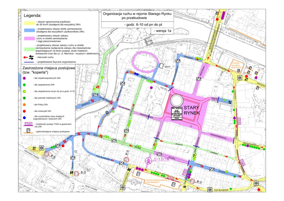 Nowa organizacja ruchu na Starym Rynku w Bydgoszczy i przyległych ulicach. Źródło: UM w Bydgoszczy
