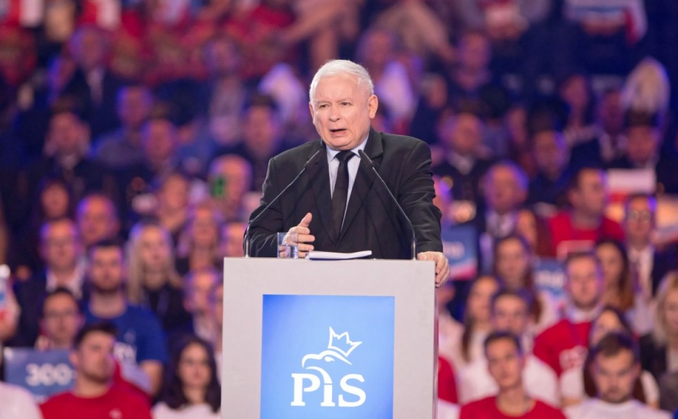 Prezes partii Jarosław Kaczyński podczas konwencji programowej PiS w hali Globus w Lublinie/fot. Wojtek Jargiło, PAP