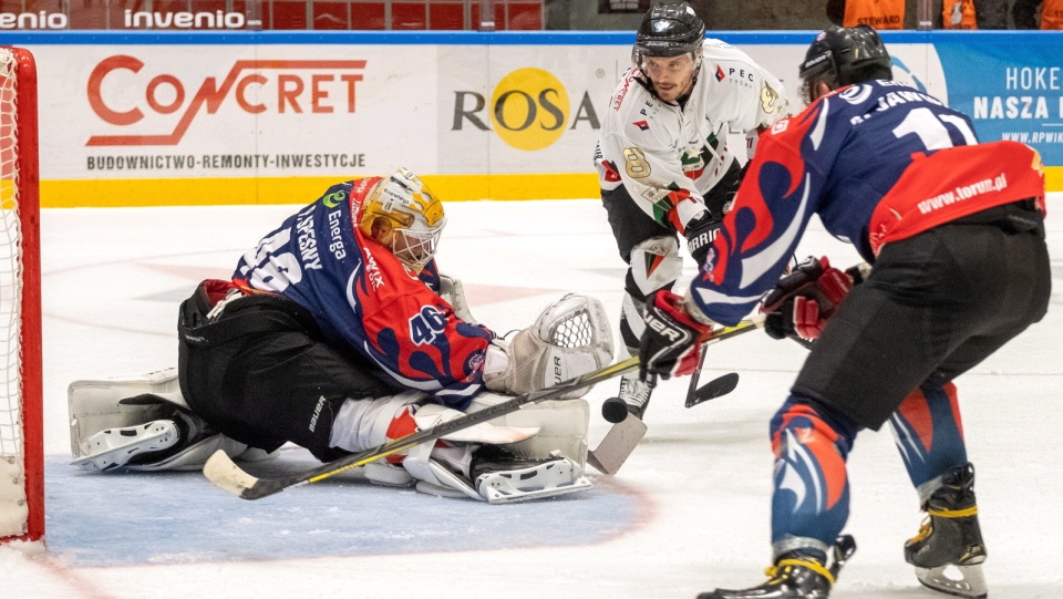 Zdjęcie z meczu GKS Tychy - Energa Toruń (6:1) w 6. kolejce ekstraligi hokejowej 2019/2020. Fot. PAP/Hanna Bardo