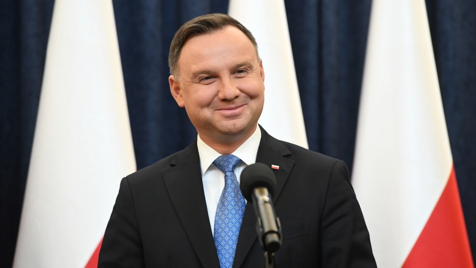 Prezydent Andrzej Duda podczas wspólnego oświadczenia z ambasador Stanów Zjednoczonych w Polsce. Fot. PAP/Radek Pietruszka