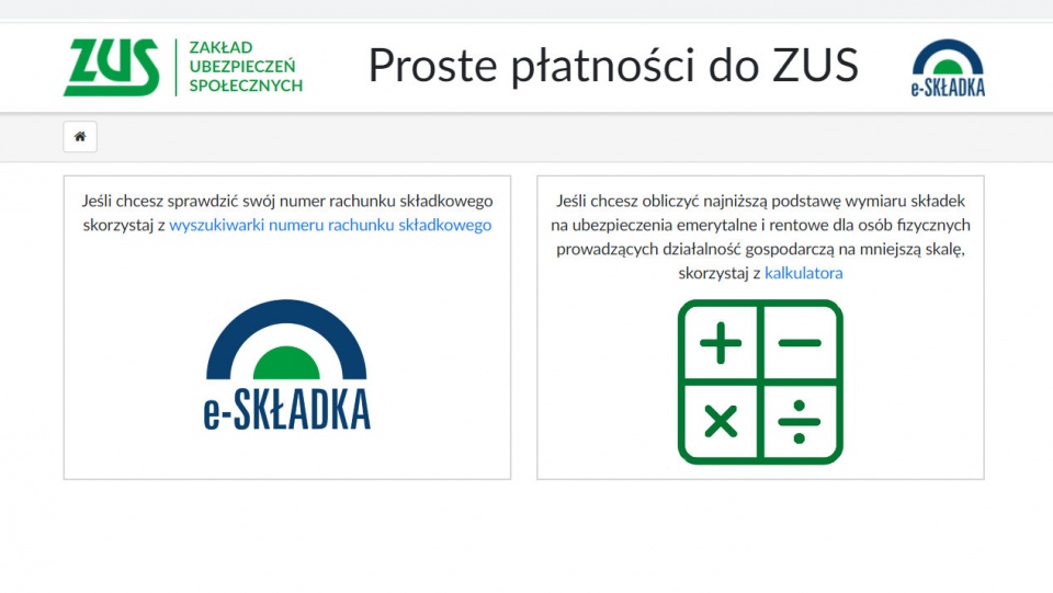 Specjalny kalkulator na stronie internetowej eSkladka.pl pomoże przedsiębiorcom obliczyć podstawę wymiaru składek za styczeń 2020 r. Fot. Zrzut ekranu